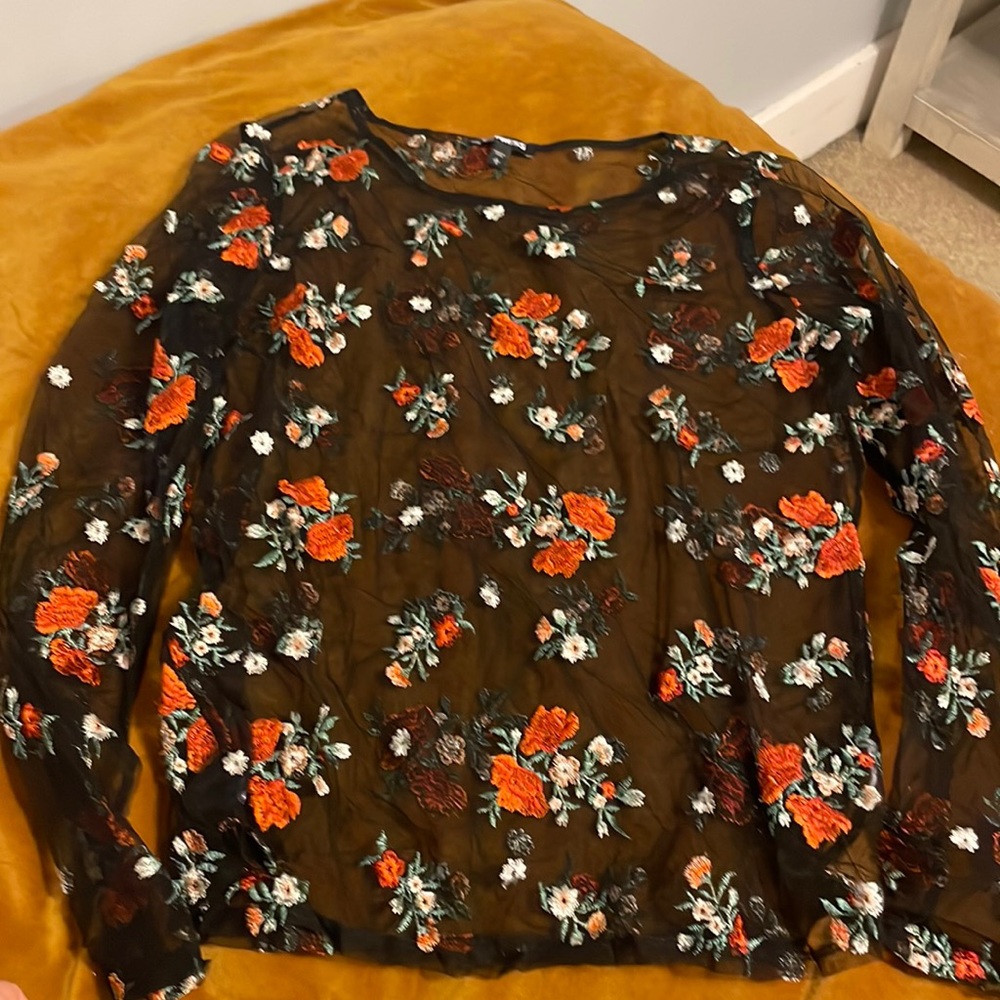 Floral mesh top